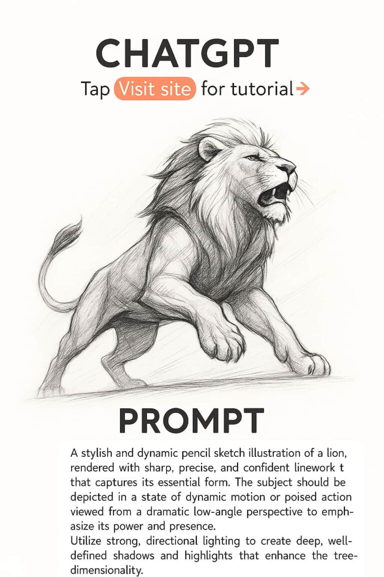 Lion sketch creation prompt