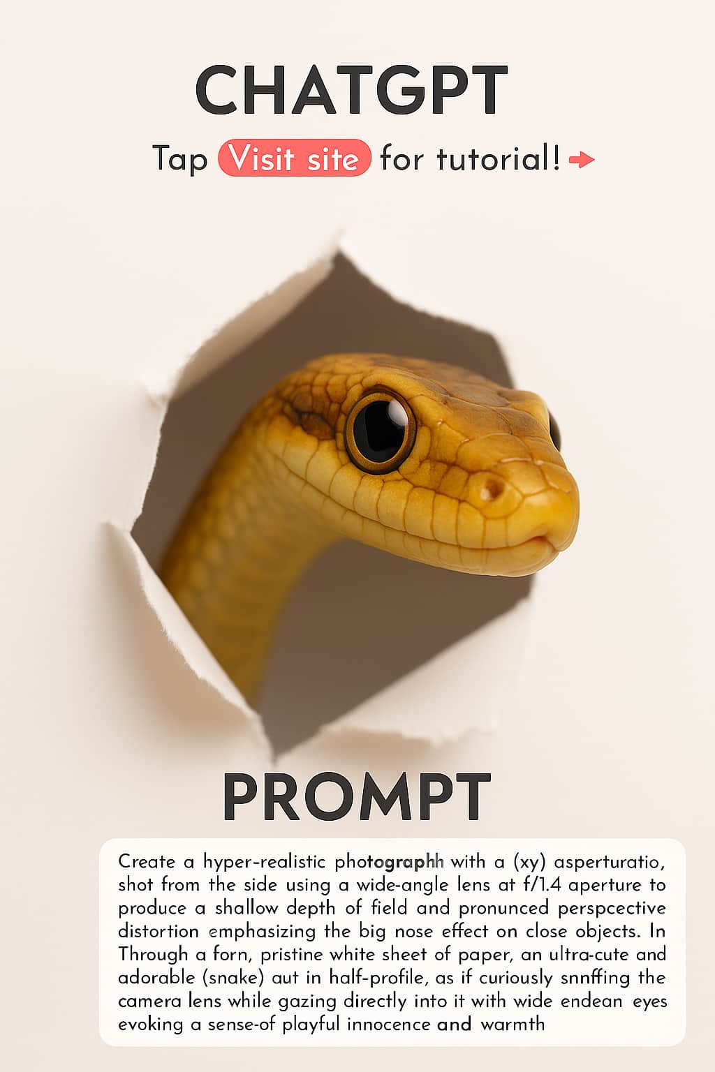 Snake tore out from the papar Prompt